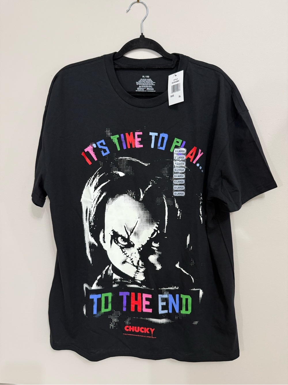 Chucky Child's Play Halloween T-Shirt "It's Time to Play to the End" Size XL